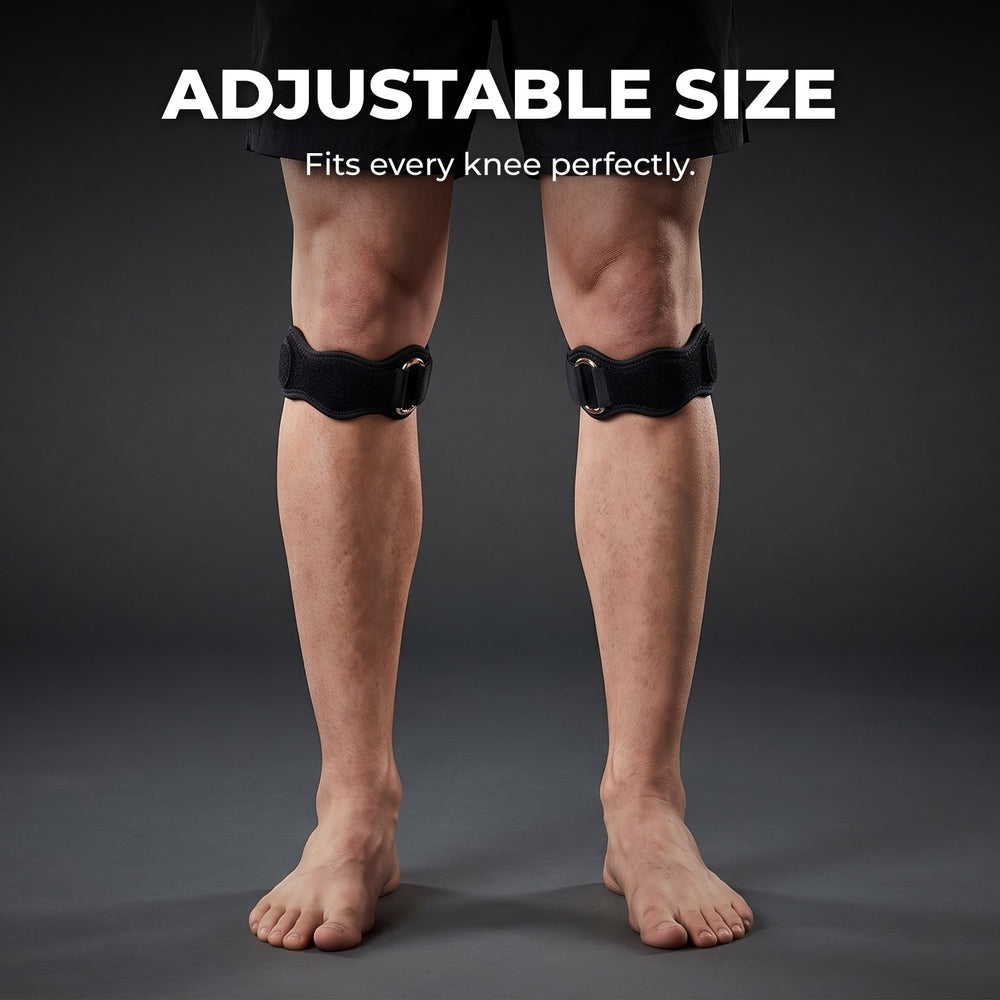 Adjustable size: one KneeLock strap below each kneecap