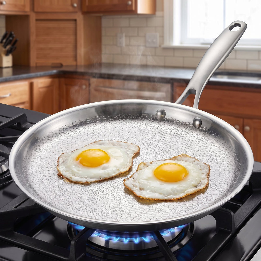 Eggs cooking in the TitanPure pan