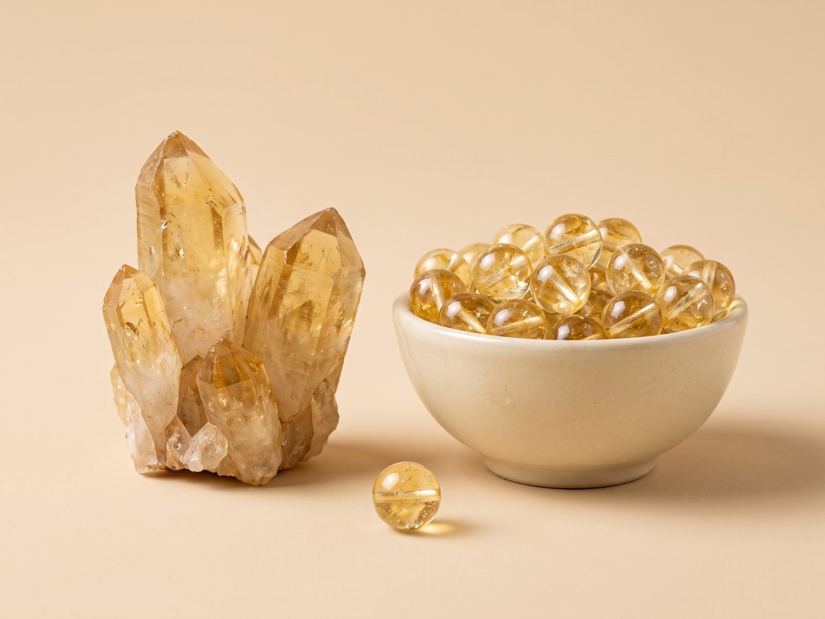 Citrine bead, macro