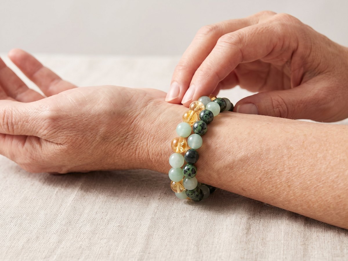 The Wealth Shift bracelet worn at the pulse