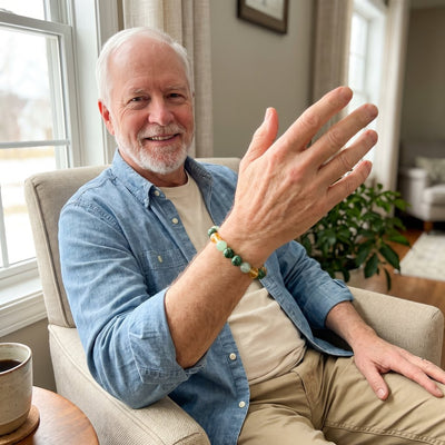 A customer wearing The Wealth Shift bracelet