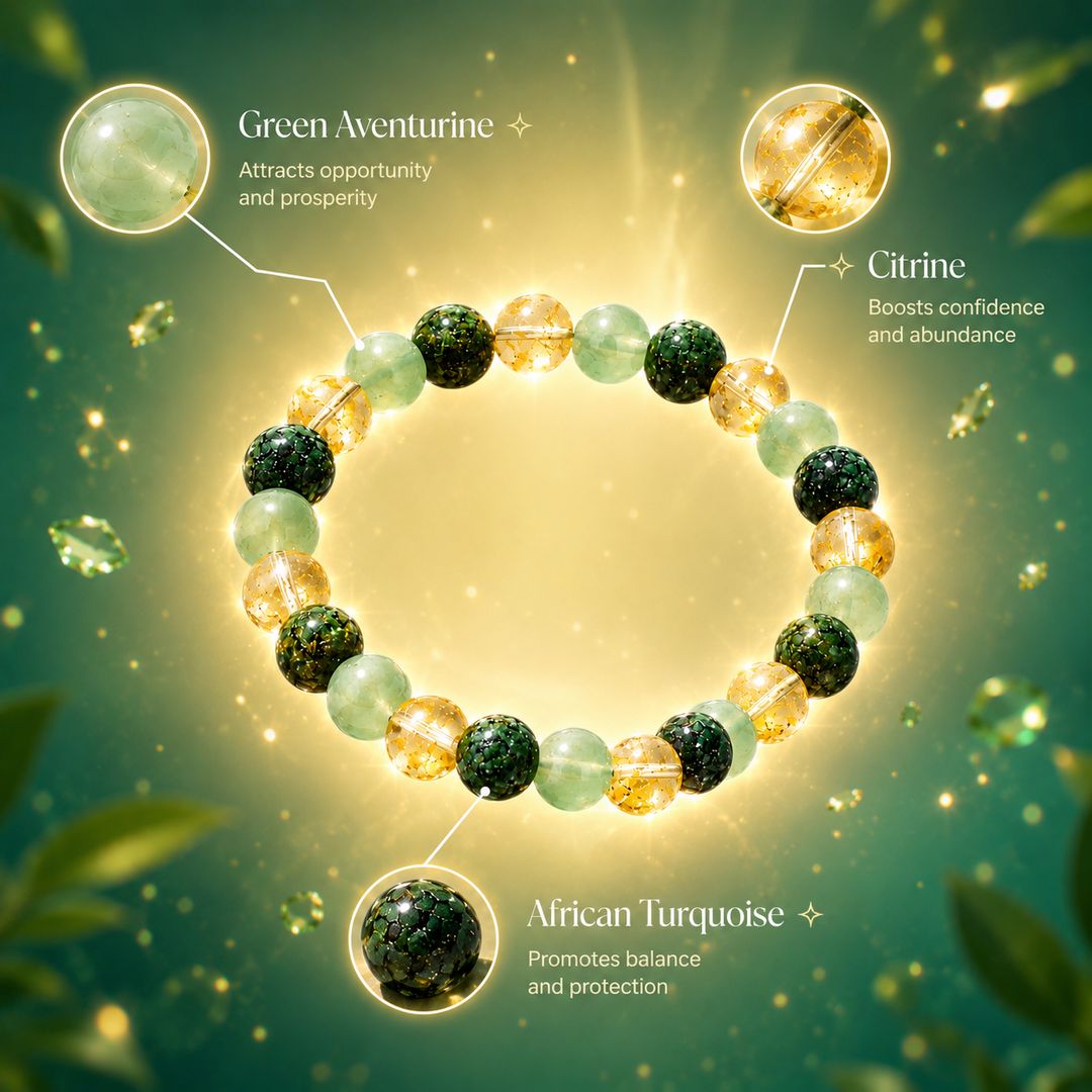 The three stones of The Wealth Shift bracelet