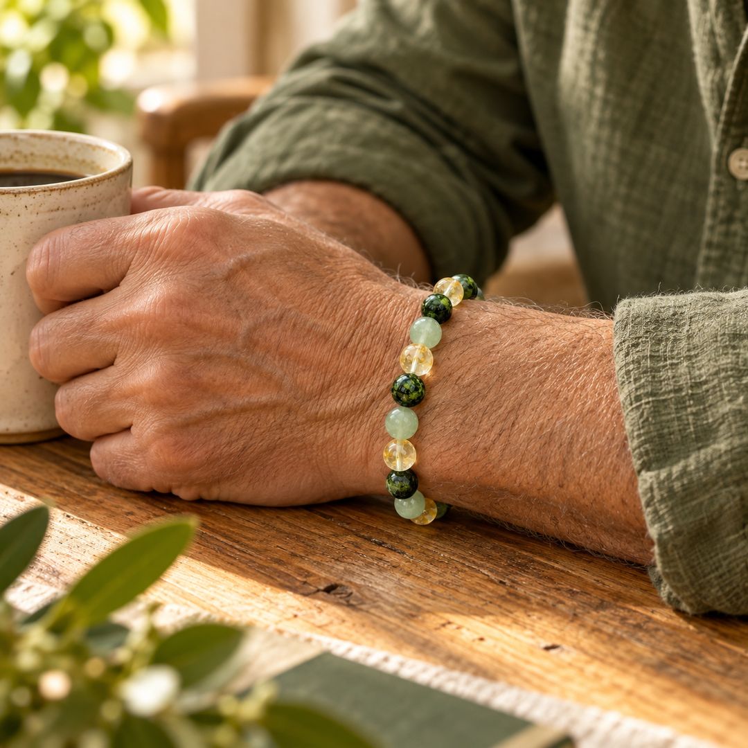 The Wealth Shift bracelet worn on the wrist
