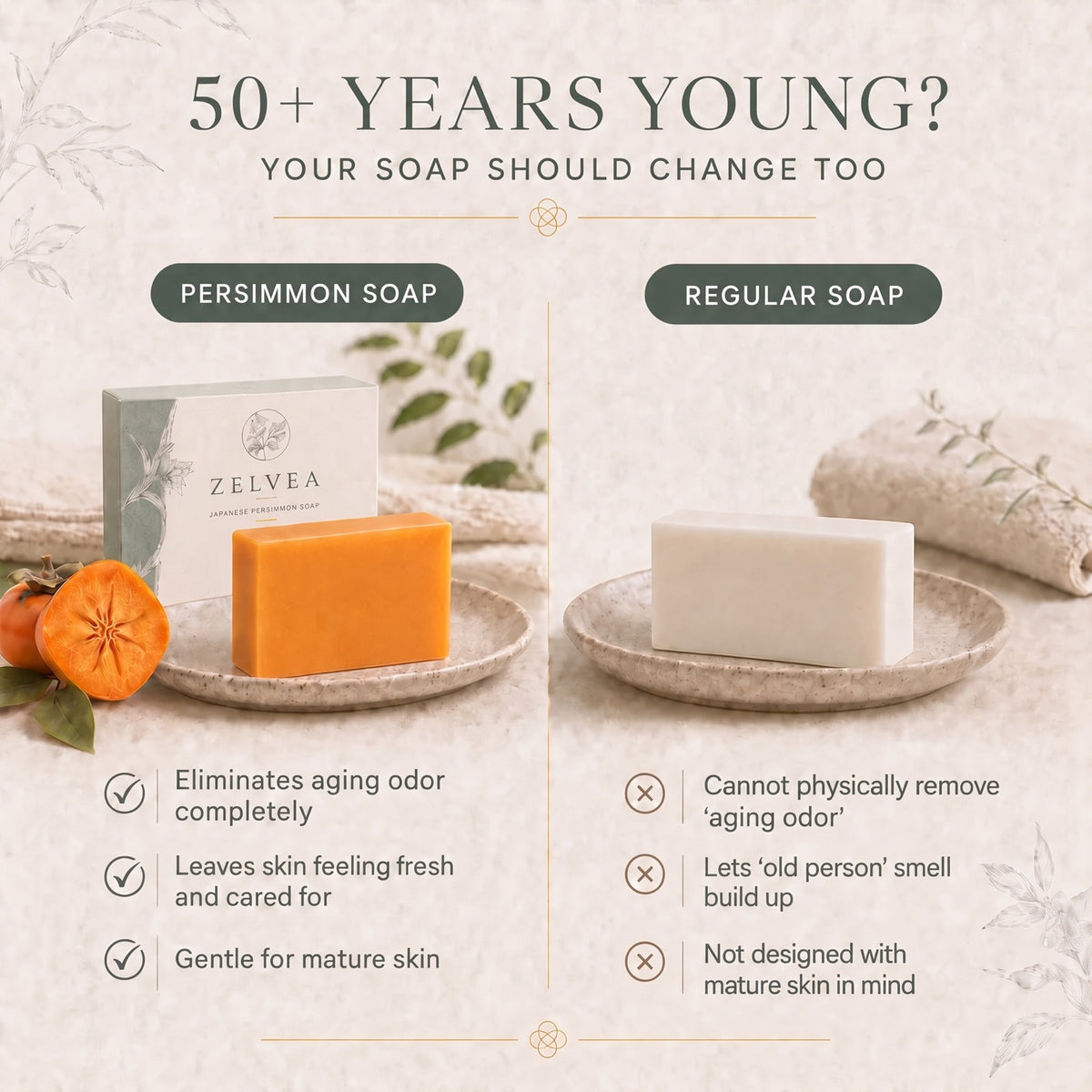 Persimmon soap versus regular soap comparison