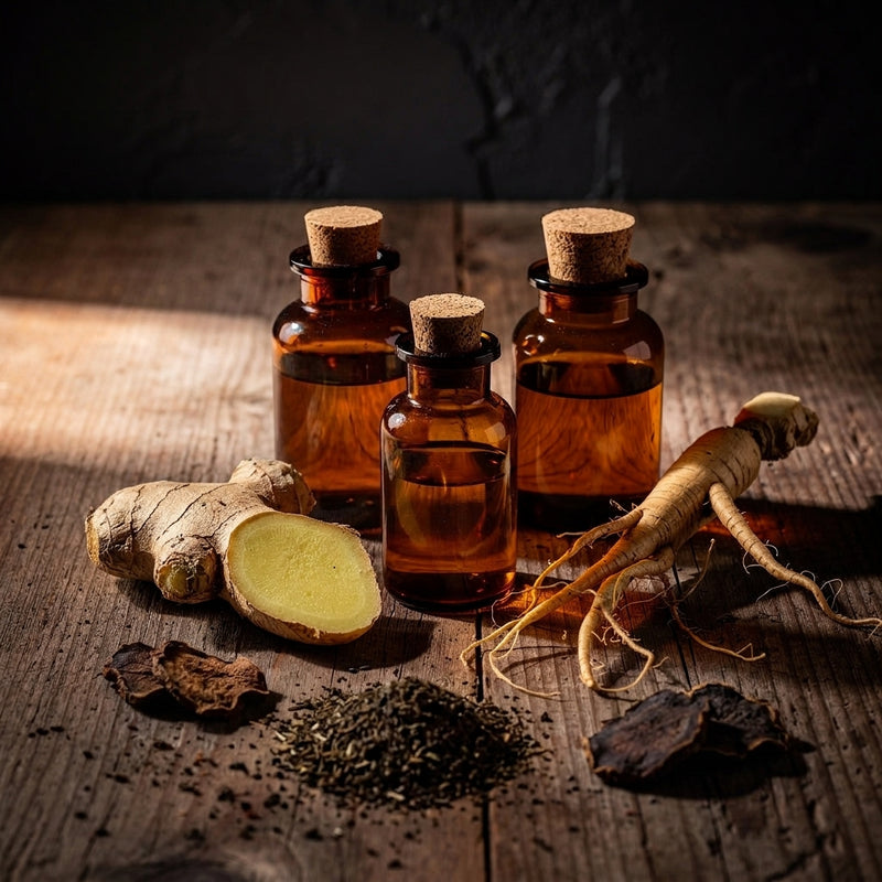 He Shou Wu, ginseng and ginger root